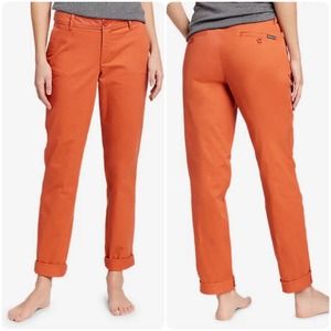 Eddie Bauer Legend Wash Boyfriend Fit Stretch Pants Terracotta Orange Size 0